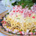 Салат с шампиньонами и крабовыми палочками Крабовый салат с грибами и сыром